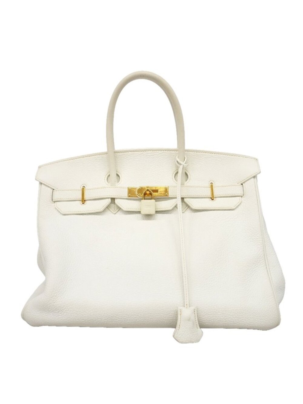 Hermes Handbag Birkin 35 Taurillon Clemence White Gold